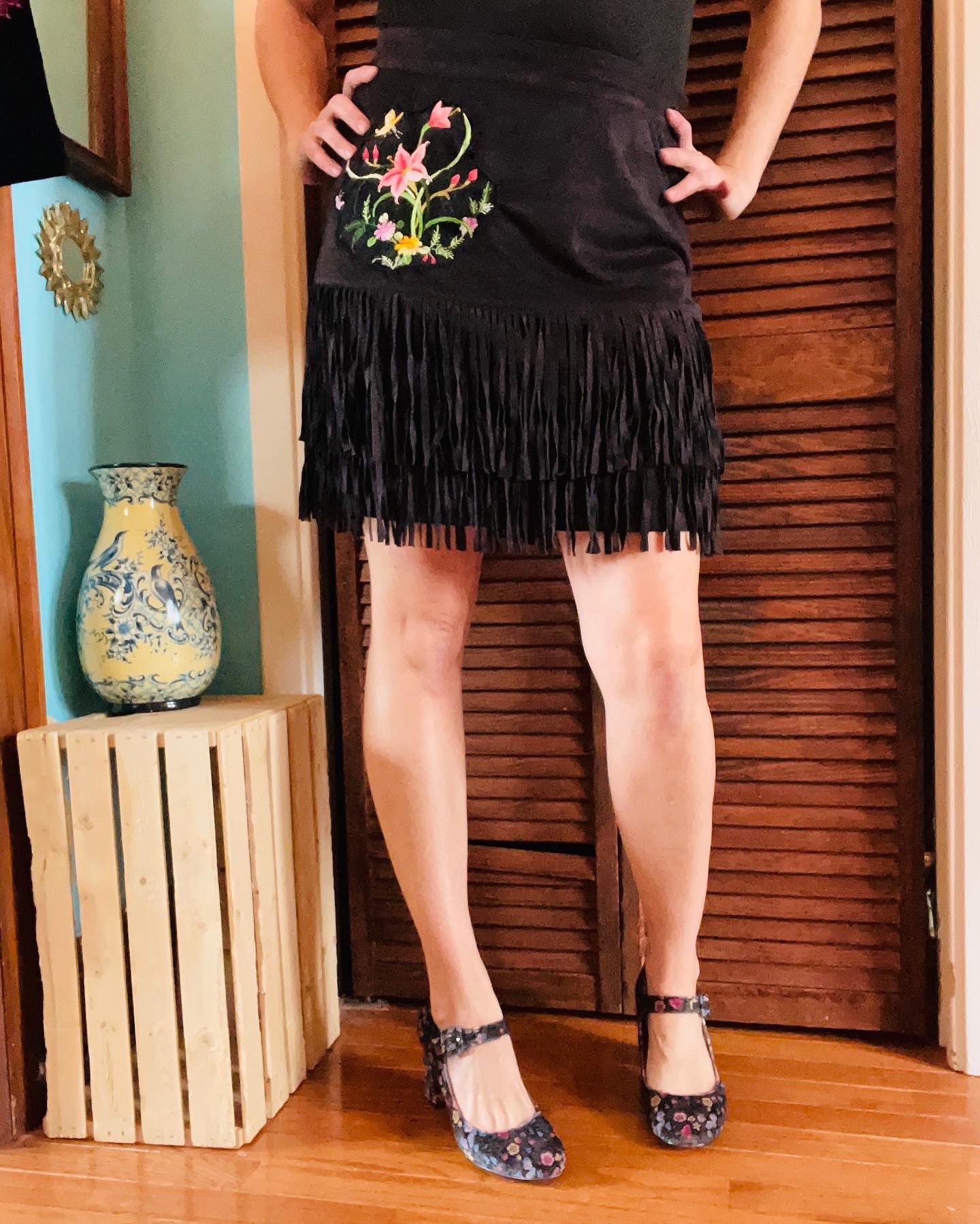 Fringe floral skirt top