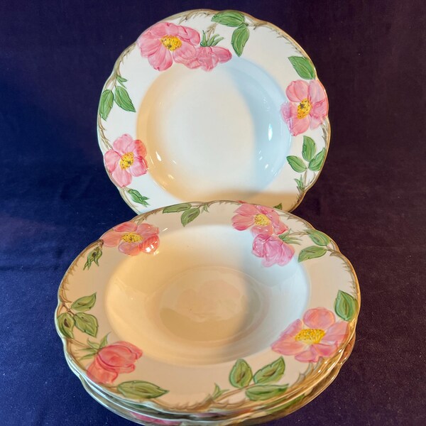 4 tazones de sopa con borde, Franciscan Desert Rose – Cerámica vintage de EE. UU.