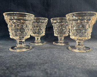 Set of Four Fostoria American Oyster or Fruit Cocktail Glasses, 3-5/8"" (stem 2056) Footed Pedestal Glass