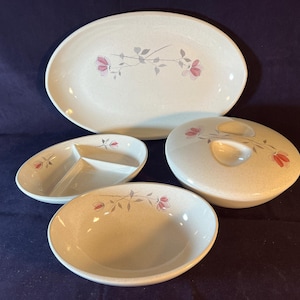 Vintage Franciscan Duet Earthenware: Platter, Relish Dish, Oval Bowl & Unique Lidded Bowl