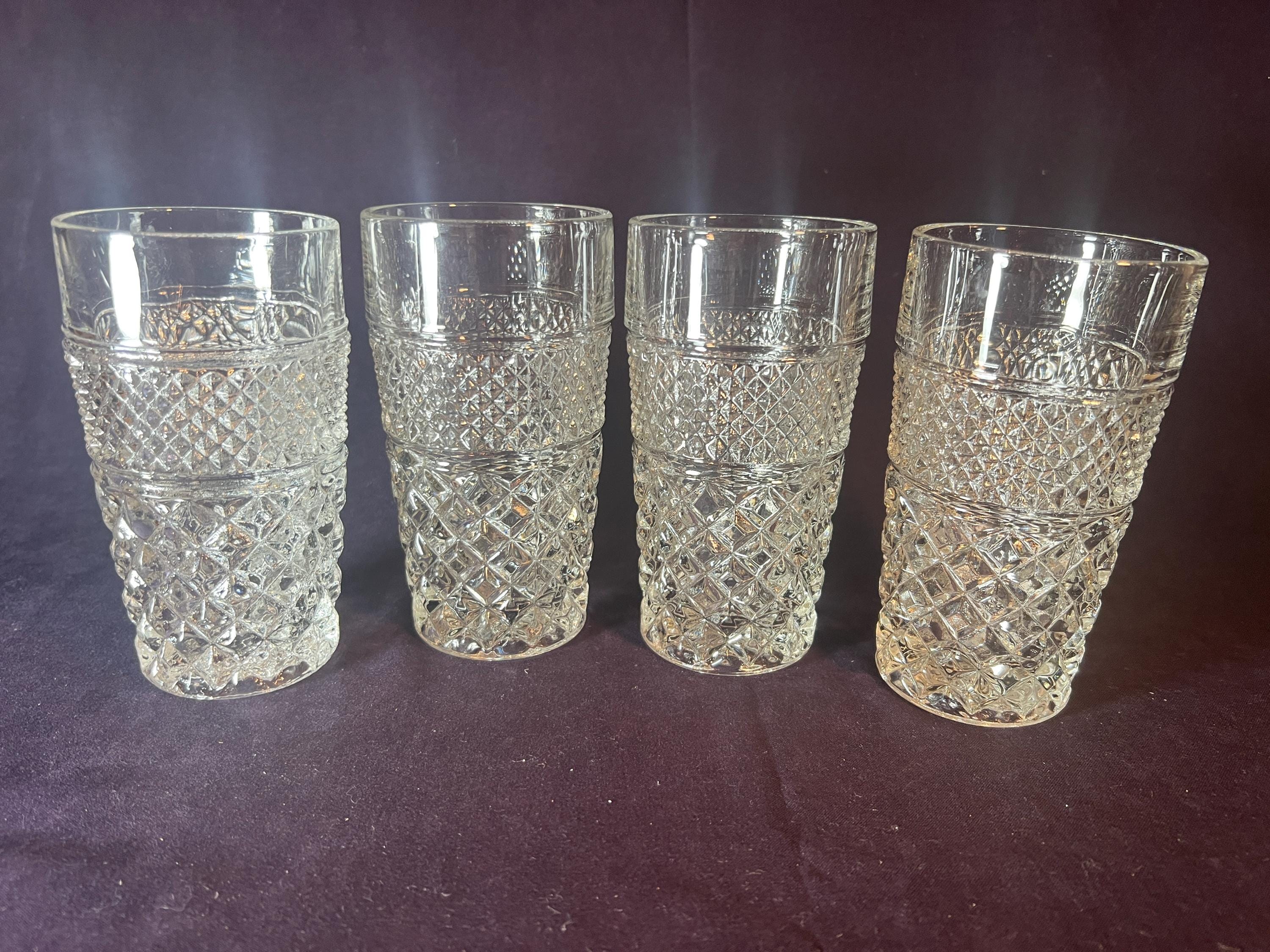 Vintage Drinking Glasses With Diamond Pattern - Etsy