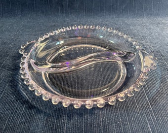 Imperial Glass Candlewick 2-part Round Relish Dish, Plate, Divided Bowl