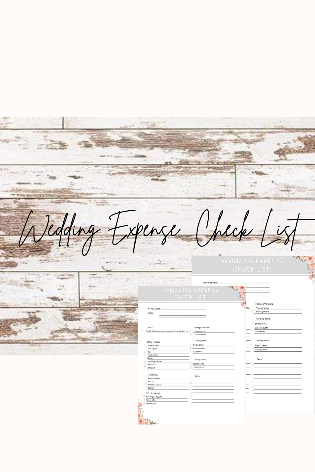 Wedding Expense Check List - Etsy