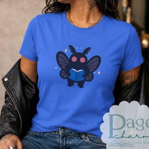 Mothman Reading T Shirt, Cute Bookish Cryptid Tee, Spooky Book Lover Gift