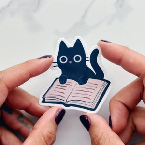 Livre d'autocollants mignons chat noir, autocollants de lecture chat, autocollants de planification de chat mignon, autocollant de lecture chat, autocollant chaton, autocollants fan club chat noir