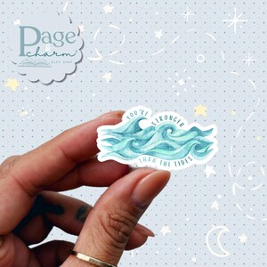 Blue Ocean Waves Sticker for Journal, Retro Wave Sticker for Laptop, Beach Wave Sticker for Planner, Ocean Wave gifts, Motivational Quotes