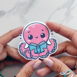 Oktopus-Aufkleber für Journal, Bücherwurm-Aufkleber für Buchliebhaber, Oktopus-Aufkleber für Laptop-Aufkleber
