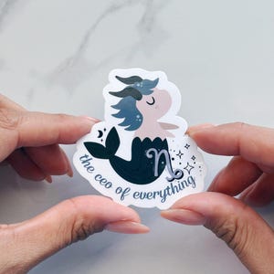 Sticker horoscope Capricorne pour ordinateur portable, Sticker astrologique Capricorne pour liseuse, Sticker zodiaque Capricorne chèvre de mer pour housse d'ordinateur portable