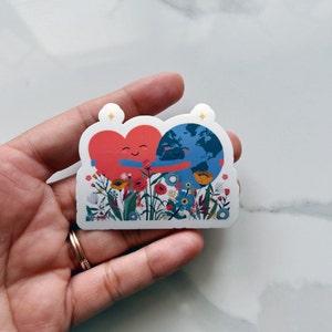 Sticker Amour de la terre, Sticker respectueux de l'environnement, Sticker écologique Sauver la planète, Remerciement pour la fête de la Terre des Mères sur le changement climatique