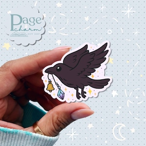 Cute Raven Stickers Shiny, Black Raven Vinyl Sticker, Goth Bird Stickers, Crow Laptop Stickers Gift, Mysticism Sticker, Bird Lover Sticker