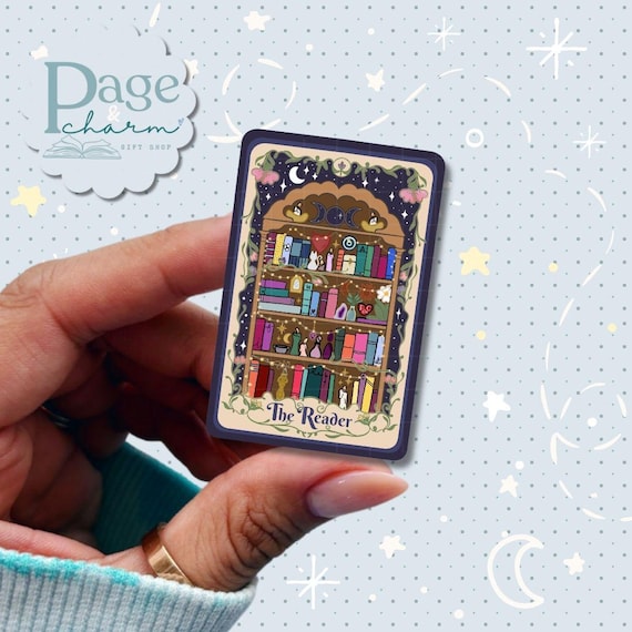 The Reader Tarot Card Sticker, Gypsy Fortune Teller Bookish stickers, Psychic Medium Bookworm Decal, Bibliophile Bullet Journal Decal Gifts