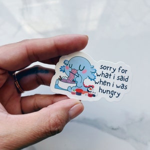 Naklejka Hungry Monster Foodie Pun, Kawaii Animal Hangry Quotes Decal, Naklejki Silly Snack Time, Domowe Cytaty Foodie Prezenty, Dziennik Jedzenia