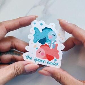 Pegatina de pez Piscis del zodíaco para cuaderno, pegatina de cumpleaños de Piscis para teléfono, pegatina de astrología de Piscis para lector electrónico, ilustraciones celestiales