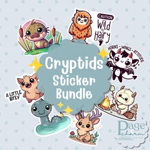 Cute Cryptid Stickers Bulk, Paranormal Stickers, Kawaii Sticker Set, Cute Mythical Creature Stickers, Cryptid Hunter, Cute Monster Stickers