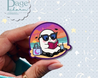 Ghost Reading Sticker, Summerween Ghost Sticker, Bookish Ghost Sticker, Ghostly Stickers, Ghost Book Sticker Cute Ghost Stickers Waterbottle