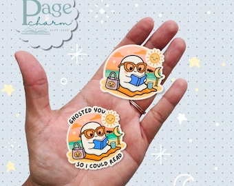 Ghost Reading Sticker, Summerween Ghost Sticker, Bookish Ghost Sticker, Ghostly Stickers, Ghost Book Sticker Cute Ghost Stickers Waterbottle