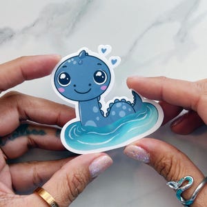 Süßer Loch Ness Monster Aufkleber für Journal, Seemonster Aufkleber für Planer, Kawaii Creatures Aufkleber für Laptop, Cryptid Aufkleber für Buch