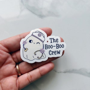 Adesivo de enfermeira registrada da Boo Boo Crew, adesivos fofos de fantasmas para cuidados de saúde, presente de agradecimento a enfermeiras pediátricas de Halloween, adesivos para diários de enfermagem