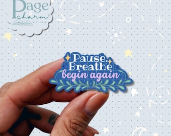 Pause Breathe Sticker, Mindfulness Sticker Mental Health Stickers Planner Decals, Self Care Therapy Stickers Book, Therapist Vinyl Stickers