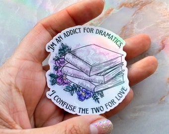 Addict for dramatics / books / emo / lyrics inspired glossy vinyl sticker