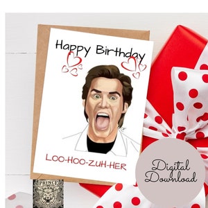 Happy Birthday Loo-hoo-zuh-ihr druckbare Geburtstags-Grußkarte, Sofort Download, 7x5 inch Karte, Happy Birthday Karte, Karte zum Herunterladen