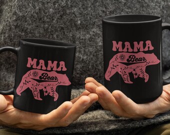 Mama Bear Coffee Mug, Black Ceramic Mother's Day Gift (11oz, 15oz)