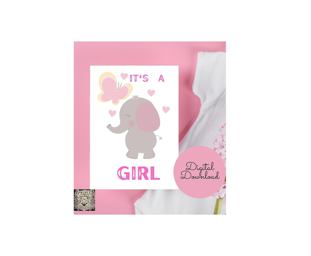 It's a Girl, Printable Greeting Card, Instant Download, 7x5 Inch Card ...