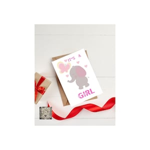 It's a Girl, Printable Greeting Card, Instant Download, 7x5 Inch Card ...