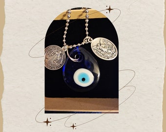 Collar Hoodoo Arch Angel Micheal & Saint Benidict Roasary Evil Eye