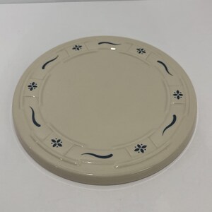 Longaberger Pottery Classic Blue plantenstandaard onderzetter/onderzetter 8,5 inch, gemaakt in de VS.
