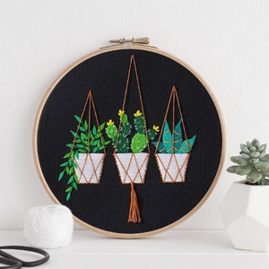 Embroidery Kit for Beginners | Boho Cactus | Succulent Plants | Modern Embroidery & Pattern | Needle Work Pack | DIY craft kit | For Adults