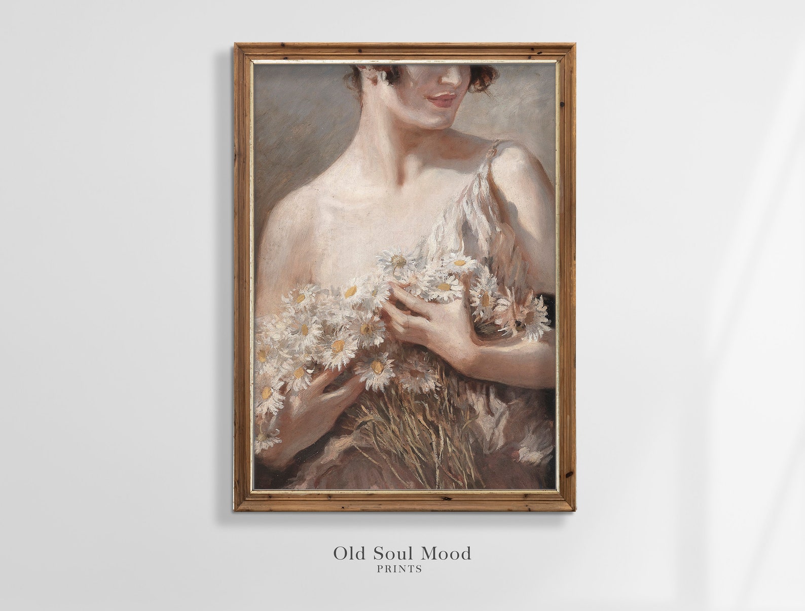 Woman Portrait Oil Painting Vintage Flowers Art Romantic - Etsy