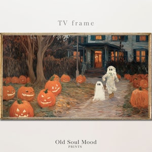 Samsung frame TV art, Vintage Halloween Painting, digital vintage art, Fall Samsung Frame, Art For Frame Tv, Impresión de calabaza fantasma