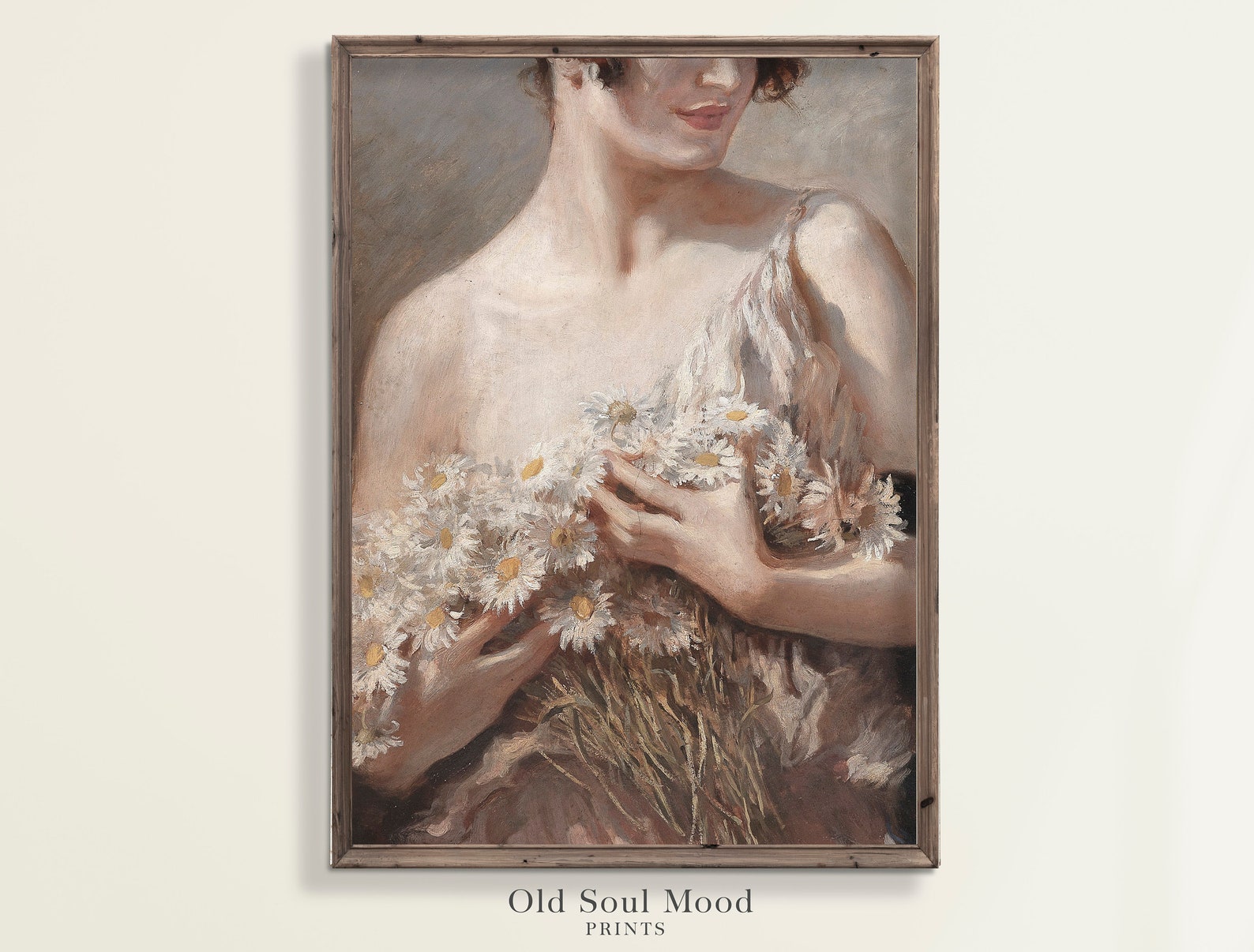 Woman Portrait Oil Painting Vintage Flowers Art Romantic - Etsy