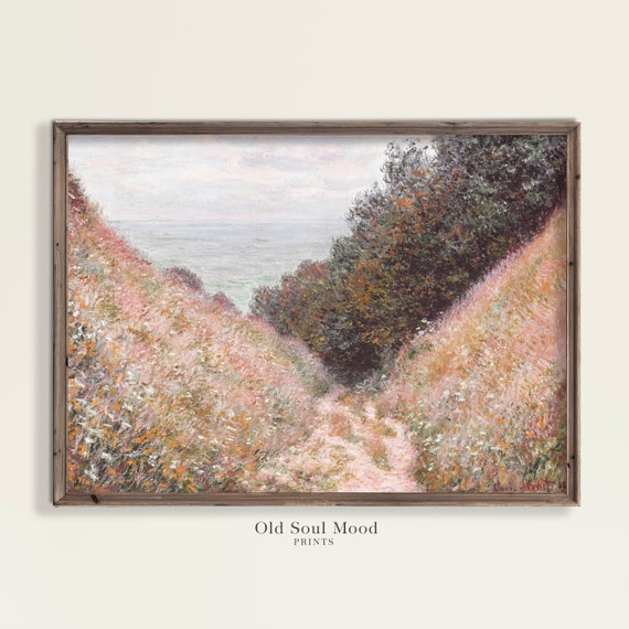 Vintage Wildflower Field Painting, Antique Farmhouse Art (Digital Download)