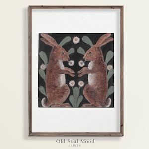 Vintage Bunny Painting, Antique Easter Art, Rabbit Print, Hare Art Print, French Rabbit Watercolor, Easter Wall art, PRINTABLE VINTAGE ART