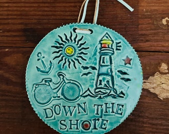 Down the Shore One-of-a-kind Handmade Ceramic Tile Sign
