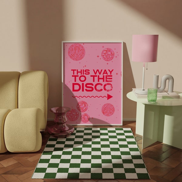 TO THE DISCO | Disco Print Art, Funky Kitchen Prints, New Home Decor, Fun Print Gallery Wall, Personalised Gift Housewarming, Typographical