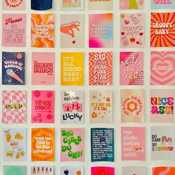 MYSTERY MINI BUNDLE | print bundle, gallery wall, dorm decor, office, living room, cute, colourful, trendy, apartment, aesthetic femme