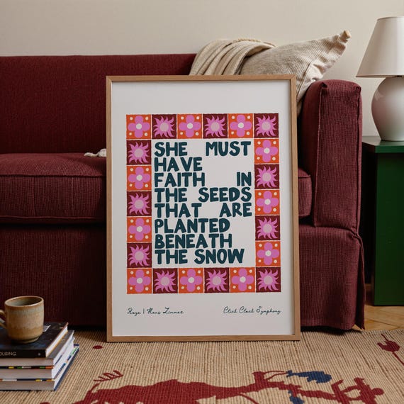 MUST HAVE FAITH | Feminist quote, wall art, home decor, pink and red, this music may contain hope, print, raye, girl power, empowerment