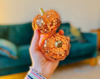 DISCO PUMPKIN | pumpkin shaped disco ball, Disco decor, contemporary home decor, mirrorball, gift, halloween, modern home, autumn, party