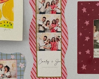 Striped Magnetic Photo Strip Frame | Fridge Magnet, Refrigerator Photobooth Pictures nostalgic wavy decor handmade whimsy photo display