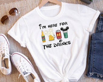 Disney T-shirt, Disneyworld shirt, Here for drinks, Disney trip shirt, mickey ears, disney snacks shirt, mickey mouse shirt, disney birthday