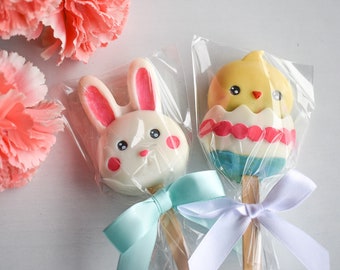 6 or 12 Easter Bunny Chicks Treat Pop | Party Favor Gift | Cake Pops | Brownie Pops | Individual Bagged