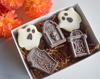 Halloween Chocolate Tombstone & Ghost Cookies | Party Treats Gift Box