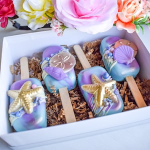 Beach Themed Shell Mini Cakesicles | Gift Box, Gift For Her, Sweet Treat | Handcrafted Wedding and Birthday Party Favors