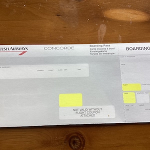 British Airways Concorde Original Flight Boarding Pass Unused Mint 1996