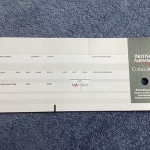 British Airways Concorde Original Flug Bordkarte unbenutzt neuwertig 1990’s