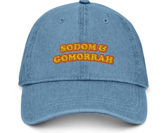 Sodom and Gomorrah Denim Cap - gay interest