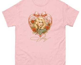 Valentines Dolly Parton T-Shirt | Rosa Herz Grafik, Countrymusik-T-Stück